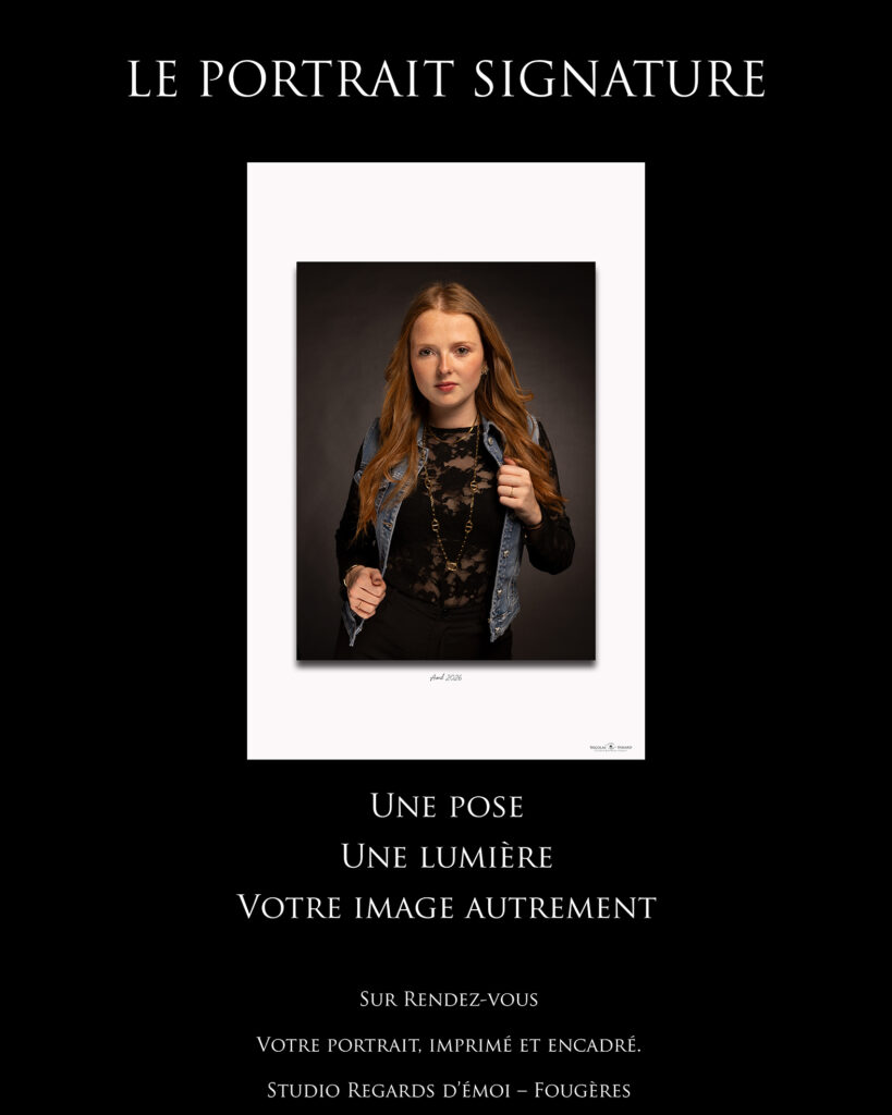 Portrait Signature sur fond noir réalisé à Fougères par Nicolas Farard